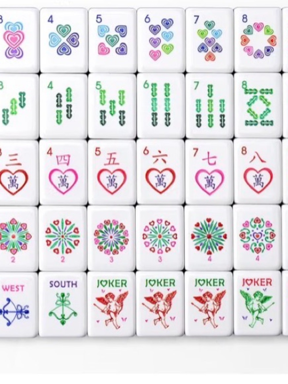 Classic Mahjong Tile Set - Multi-Color Decorative Tiles